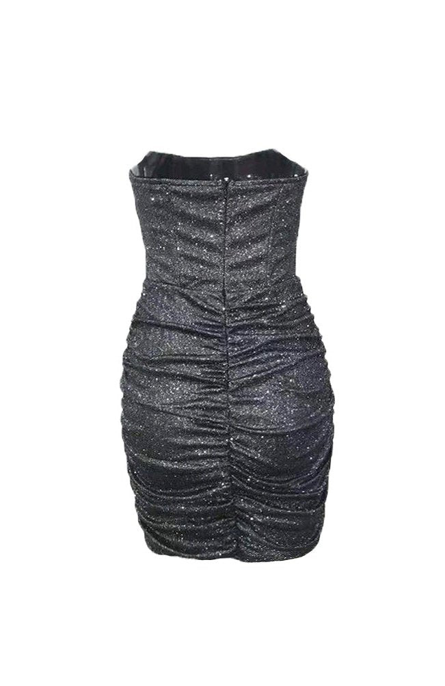 Natalie Black Glitter Corset Dress ...